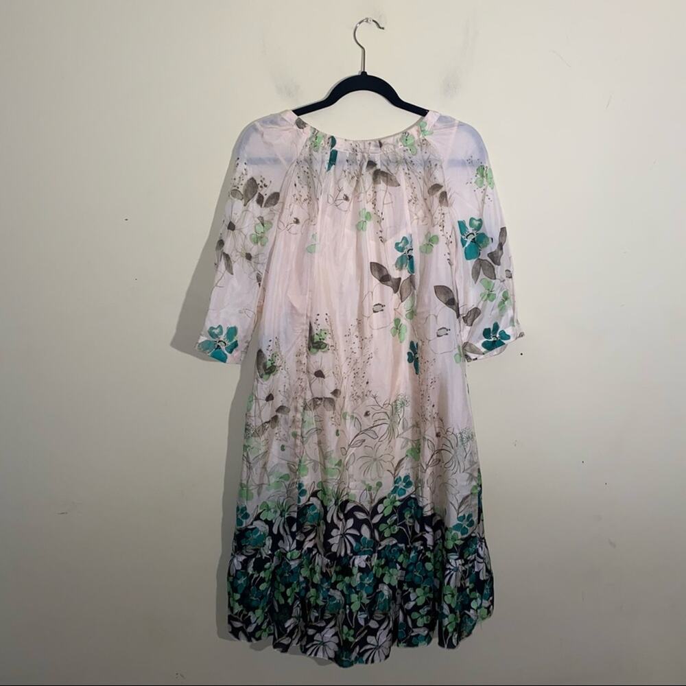 Anthropologie Beige and Green Floral Midi Dress - Picture 5 of 8
